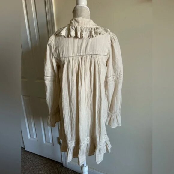 Free People 5 O'clock Tea Time Mini Dress Ivory Color Cotton size XS - Picture 7 of 11